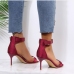 19 PU  Solid Fashion Ankle Strap Heels