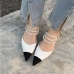 1Contrast Color Faux Pearl Heels For Women