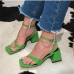 1Designer Square Toe Chunky  Chunky Ankle Strap Heels