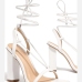 6Euro Square Toe Solid Strappy Heels