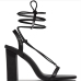 8Euro Square Toe Solid Strappy Heels