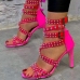 1Euro Style Zipper Up Patch High Heeled Sandals