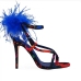 3Fashion Faux Fur Patch Stiletto Ankle Strap Heels