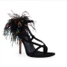 5Fashion Faux Fur Patch Stiletto Ankle Strap Heels