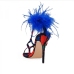 8Fashion Faux Fur Patch Stiletto Ankle Strap Heels