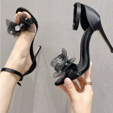 Fashion Solid Bowtie Open Toe Thin Heels Out Door Shoes