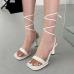 1Fashion Solid Square Toe Tie-wrap Thin Heels Out Door Shoes