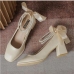 7French Style Bow Patch Ankle Strap Heels