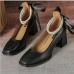 1French Style Bow Patch Ankle Strap Heels