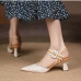 4French Style Contrast Color Pointed High Heels 