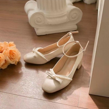French Style Sweet Faux Pearl High Heels 