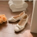 1French Style Sweet Faux Pearl High Heels 