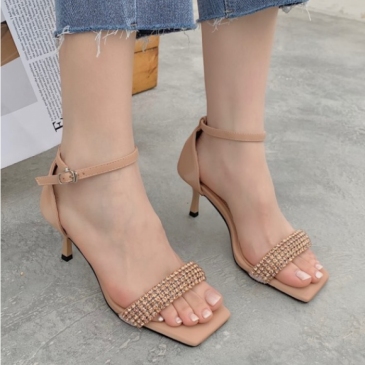 Korean Style New Square Toe Stiletto Ladies Sandals