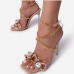 1Ladies Chain Rhinestone Stiletto Prom Ankle Strap Heels