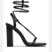 1Ladies Lace Up Chunky  Square Toe Ankle Strap Heels