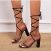 4Roman Style Square Toe Ankle Strap Heels