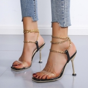 Sexy Square Toe Chain Heels For Women