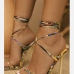 9Square Toe Women Ankle Strap Heels