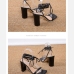 7Square Toe Women Chunky Strappy Sandals Heels