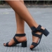 9Street Bow Design Chunky Roman Style High Heels