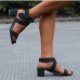 10Street Bow Design Chunky Roman Style High Heels