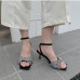 3Trendy Square Toe Rhinestone Woman Sandals