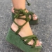 6Women Lace Up Hollow Out Wedges For Women