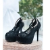 6Fashion Lace Rhinestone Platform Peep Toe Heels