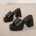 12Fashion Solid Chunky Platform High Heels