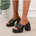 14Fashion Solid Chunky Platform High Heels