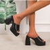 9Fashion Solid Chunky Platform High Heels