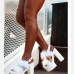 8New Designs Fluffy Chunky Platform Heels Women
