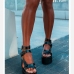 5Roman Style Leopard Patchwork Platform Sandals