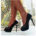 4Stylish Lace Peep Toe Super High Platform Heels