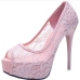 6Stylish Lace Peep Toe Super High Platform Heels