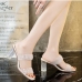 6Chic Gauze Translucent Chunky Slip On Heeled Sandals