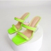 5Contrast Color Slip On Heeled Slippers Ladies