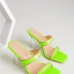 6Contrast Color Slip On Heeled Slippers Ladies