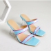 8Contrast Color Slip On Heeled Slippers Ladies