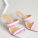 9Contrast Color Slip On Heeled Slippers Ladies