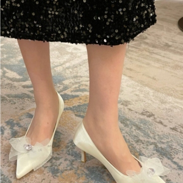 Elegant Bow Rhinestone Patchwork Women's Pumps