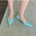 3Elegant Rhinestone Pointed Toe Low Heel Pumps