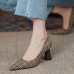 3Fashion Sexy Pointed Houndstooth Thin Heels Shoes