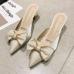 5Fashion Sharp Toe Bowtie Chunky Heel Out Door Shoes