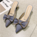 6Fashion Sharp Toe Bowtie Chunky Heel Out Door Shoes