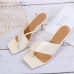 8Fashion Solid Square Toe Heels Slippers 7.5cm)