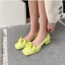 3Fashion Square Toe Chunky Slip On Heels