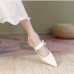 3Fashionable White Faux Pearl Pointed Heels