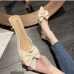 4Leisure Time Bow Tie Chain Heeled Slippers