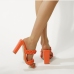 7New Hollow Out Square Toe High Heels Slippers